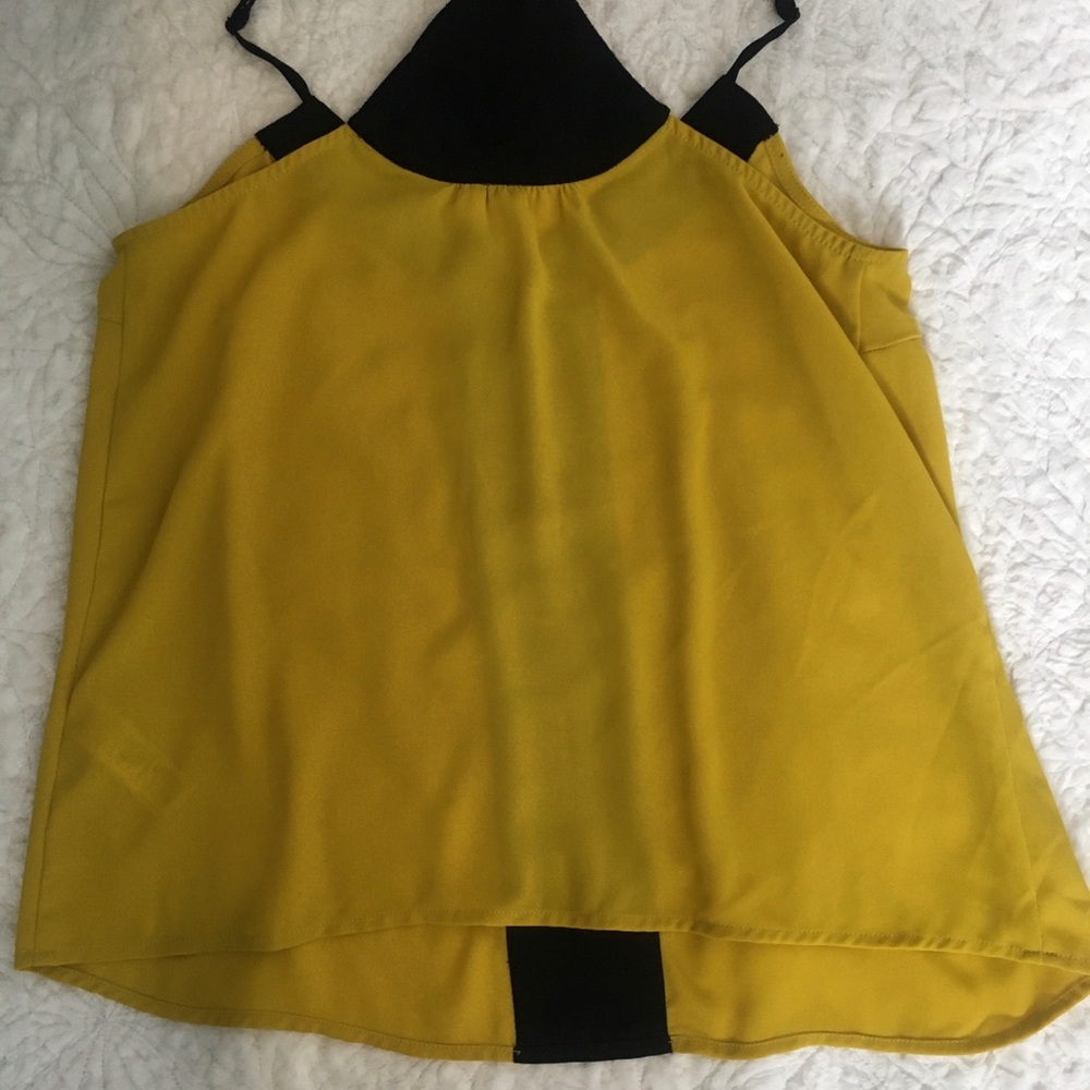 Forever 21 Yellow and Black V-Neck Tank with Metallic Trim - Picture 3 of 4